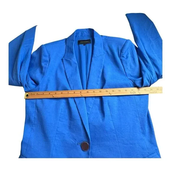 Kobi Halperin Jacket Womens Linen Blend One ButtonBlue Blazer Tencel Size Large - Picture 9 of 16